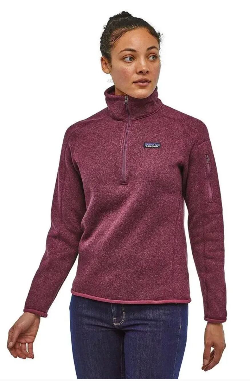 Patagonia Women's Better Sweater 1/4 Zip Burgundy Activewear Pullover Top Size S
